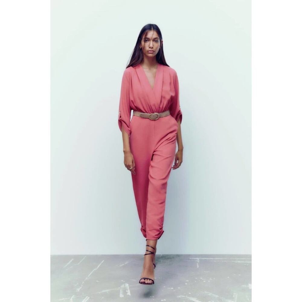 NWT ZARA BELTED WRAP JUMPSUIT